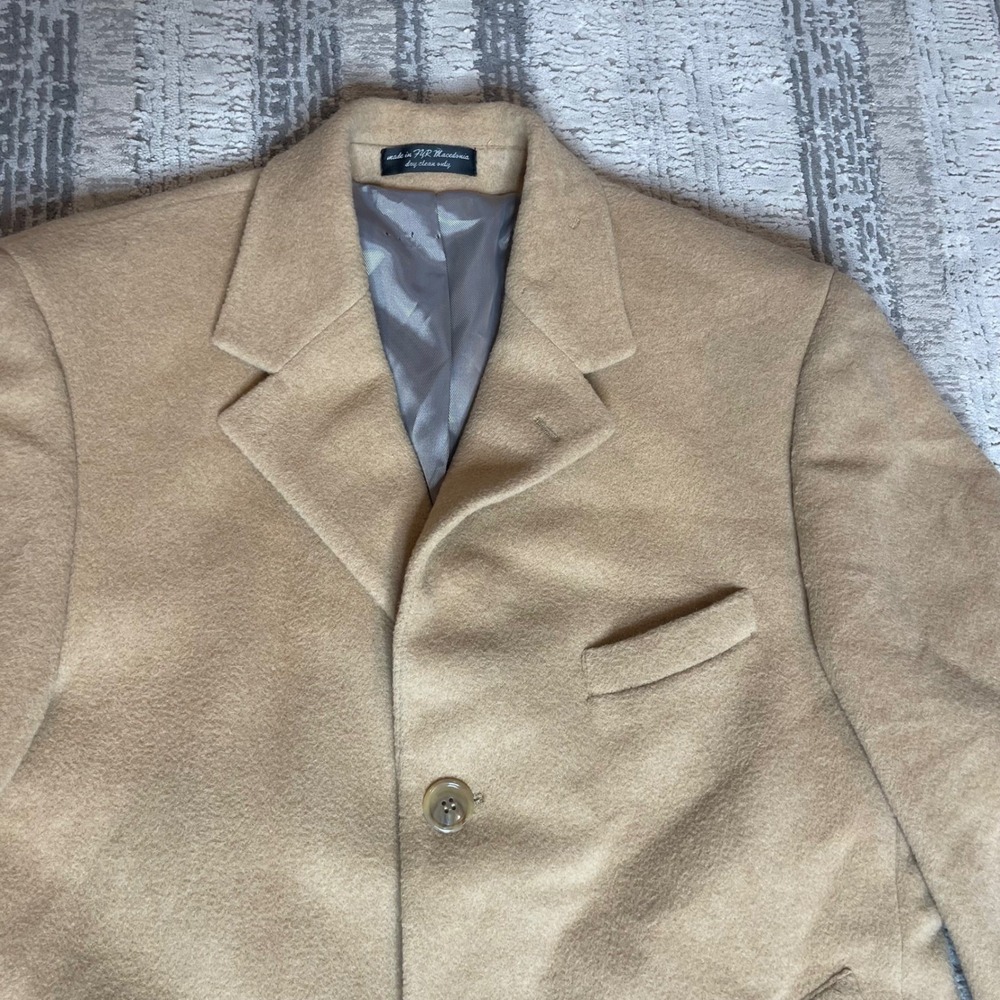 Vintage Lauren Ralph Lauren Coat Mens 100% Italy Camel Hair Long Trench Coat 40R - Picture 11 of 16